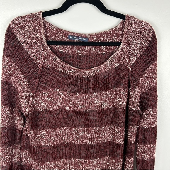 Brandy Melville Wool Linen Blend Colour Block Knit Sweater One Size Burgundy - Picture 4 of 12